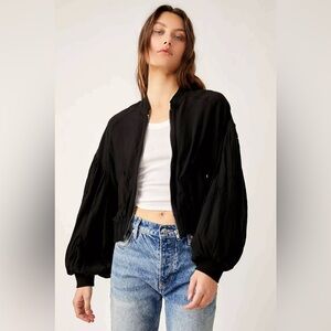 Free People On Pointe Black Bomber Jacket XS B2834